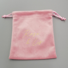 골드 로고 벨벳 선물 가방이 있는 핑크색 부드러운 벨벳 보석 파우치